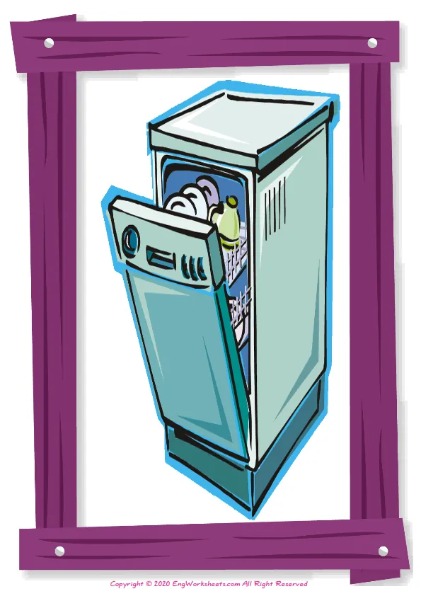 Full-page wordless Kitchen English vocabulary worksheet Worksheet Preview