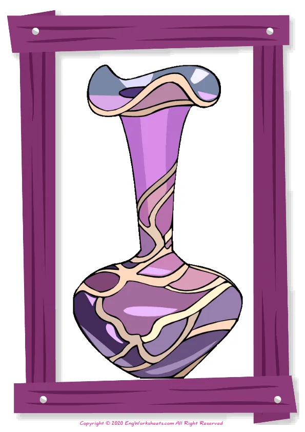 Full-page wordless Living Room English vocabulary worksheet