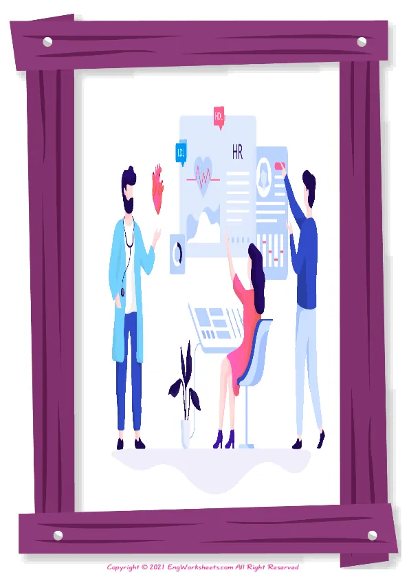 Full-page wordless Medical Professions English vocabulary worksheet Worksheet Preview