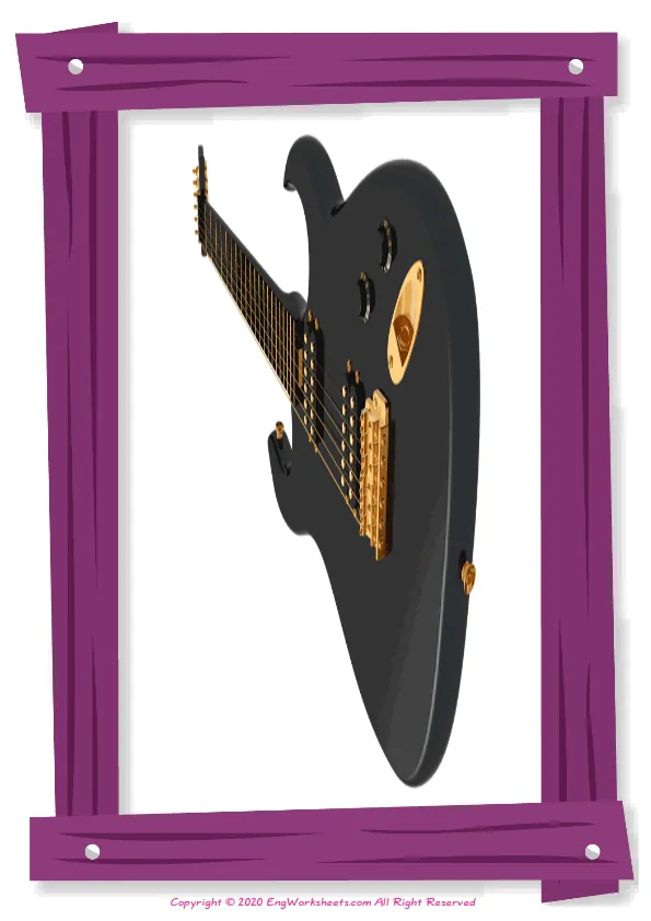 Full-page wordless Musical Instruments English vocabulary worksheet Worksheet Preview