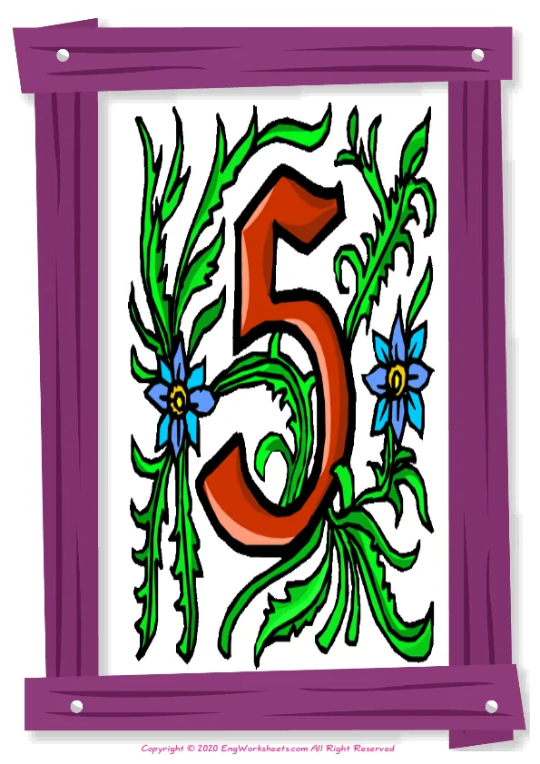 Full-page wordless Number English vocabulary worksheet Worksheet Preview