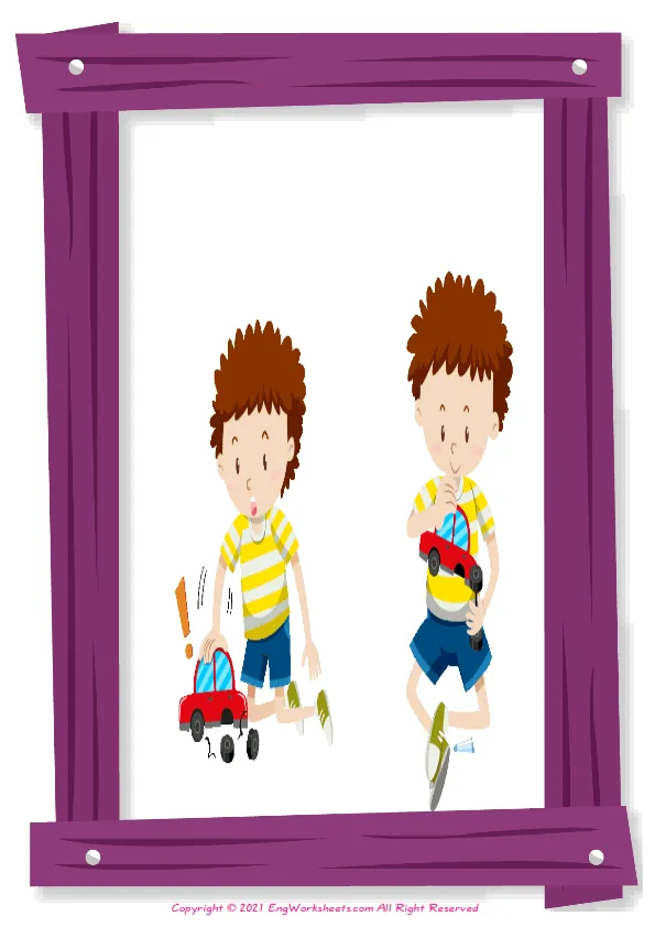 Full-page wordless Opposites English vocabulary worksheet