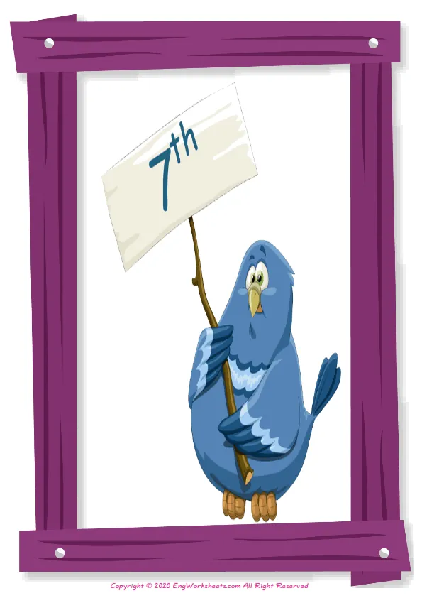 Full-page wordless Ordinal Numbers English vocabulary worksheet Worksheet Preview