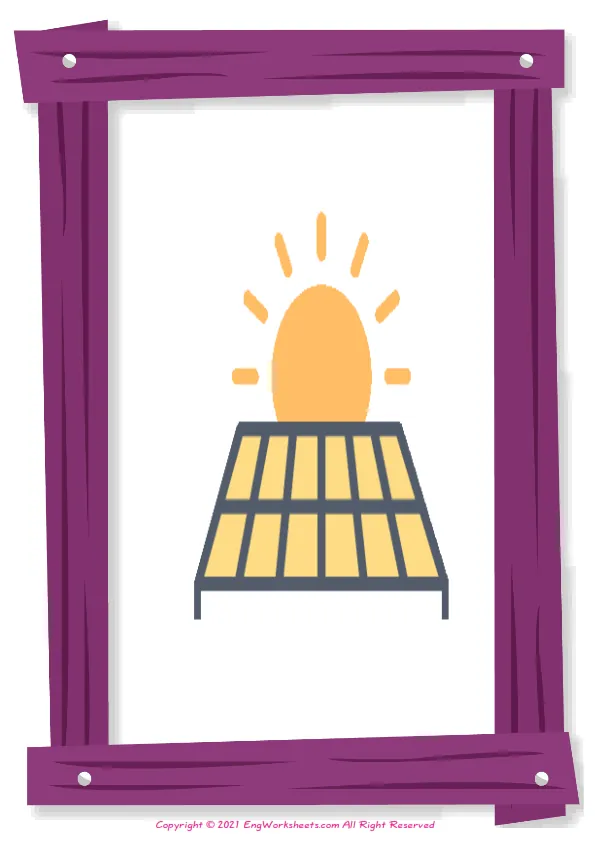 Full-page wordless Recycling Energy English vocabulary worksheet Worksheet Preview