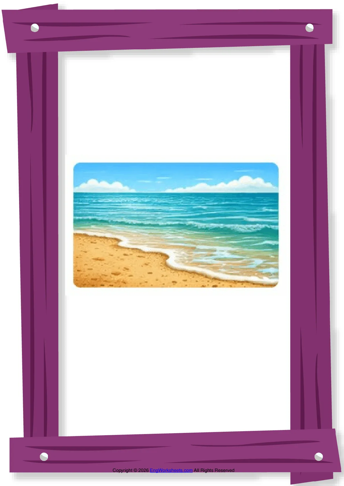 Full-page wordless Seaside English vocabulary worksheet Worksheet Preview