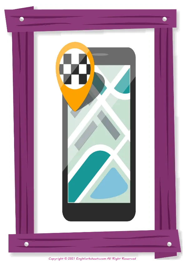 Full-page wordless Taxi English vocabulary worksheet