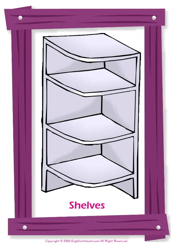 Furniture English vocabulary worksheet with full-page words