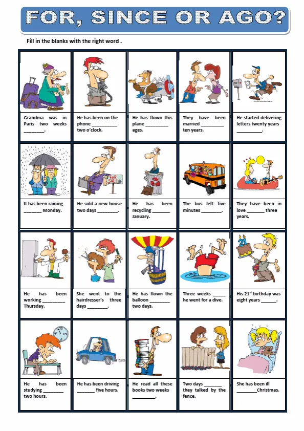 For Since Or Ago Worksheet Preview