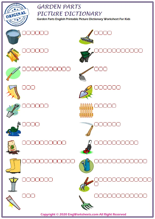 Garden Parts English Printable Picture Dictionary Worksheet For Kids Worksheet Preview