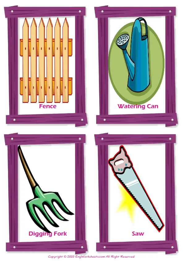 Garden Parts vocabulary worksheet with words, four images per page Worksheet Preview