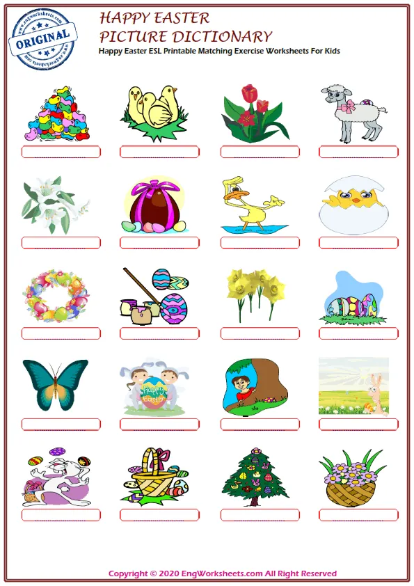 Happy Easter ESL Printable Matching Exercise Worksheets For Kids Worksheet Preview