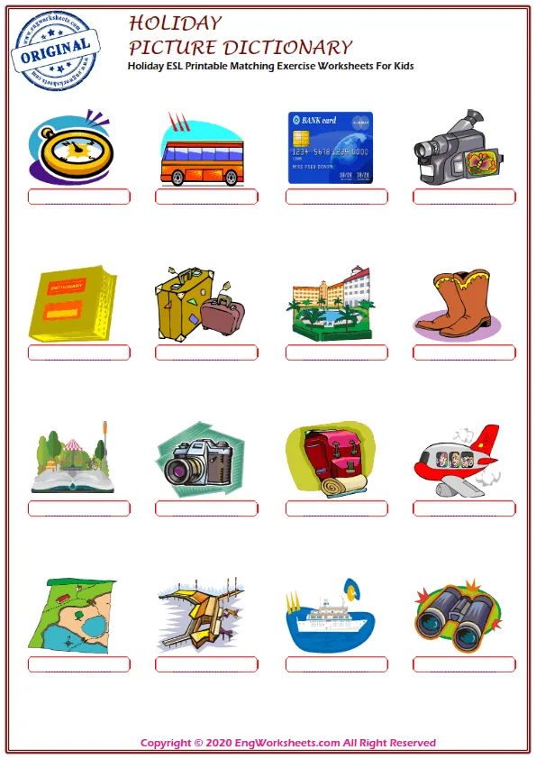 Holiday ESL Printable Matching Exercise Worksheets For Kids Worksheet Preview