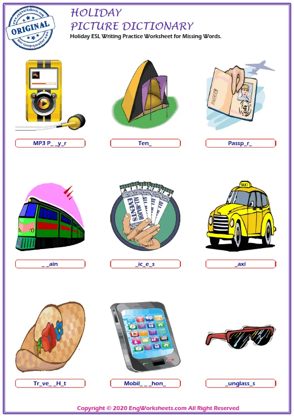 Holiday ESL Writing Practice Worksheet for Missing Words. Worksheet Preview