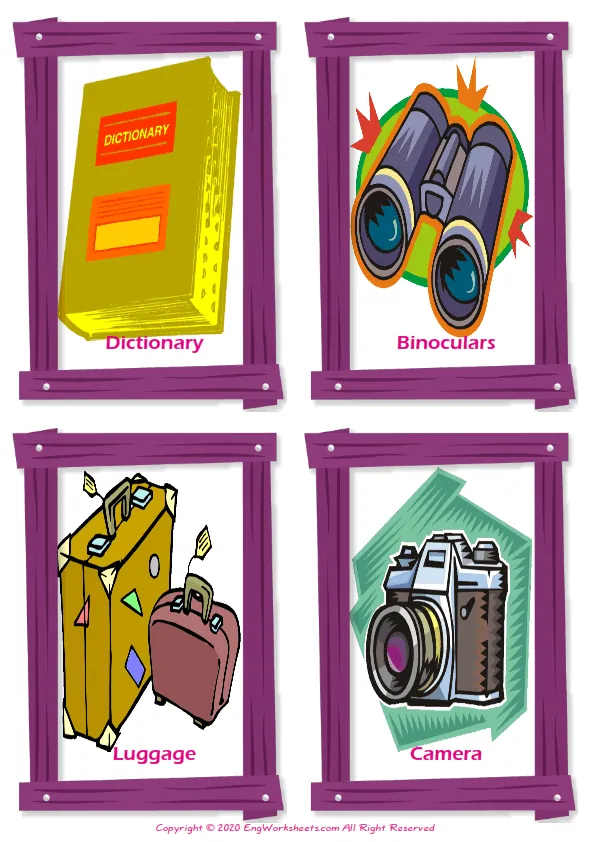 Holiday vocabulary worksheet with words, four images per page Worksheet Preview