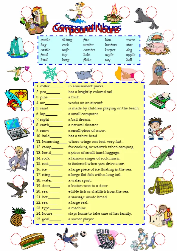 Compound Nouns Worksheet Preview