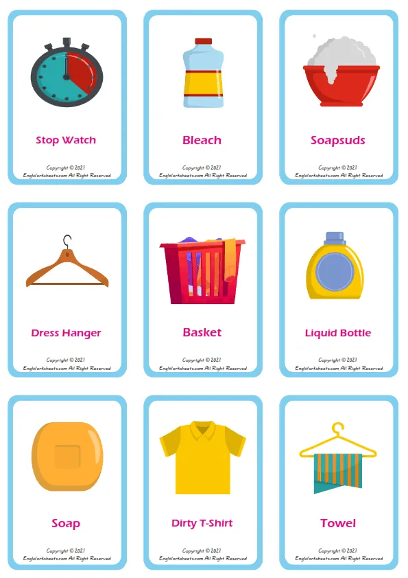 Laundry Room ESL Printable Unscramble the Words English Worksheet.