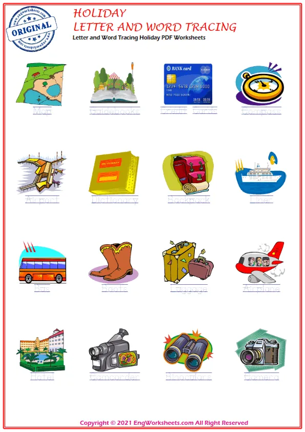 Letter and Word Tracing Holiday PDF Worksheets