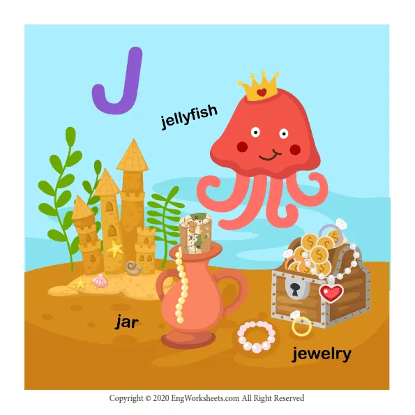 Letter J Uppercase Tracing Practice Worksheet