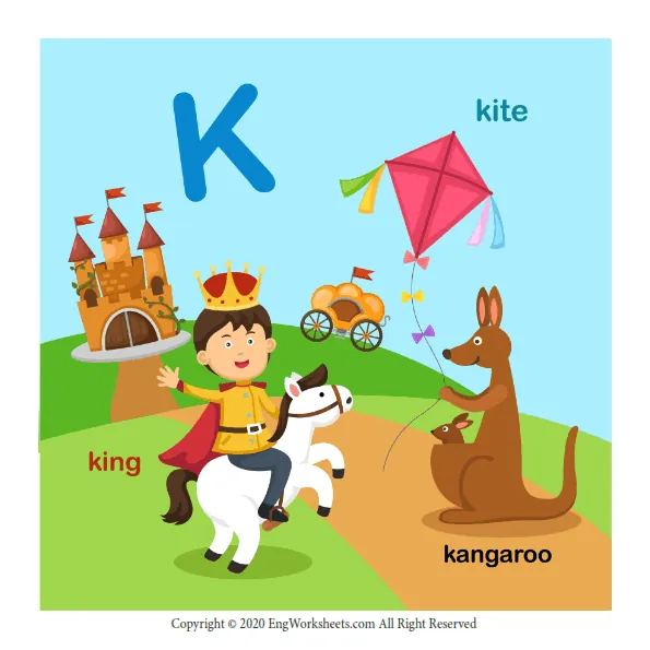 Letter K Uppercase Tracing Practice Worksheet