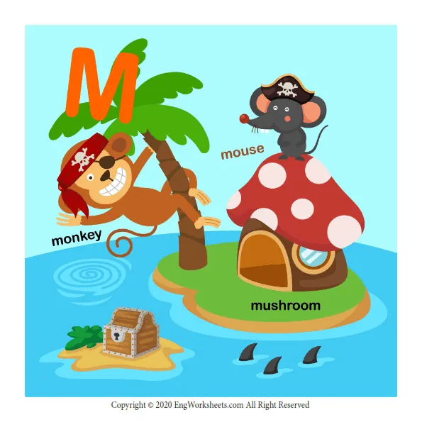 Letter M Uppercase Tracing Practice Worksheet