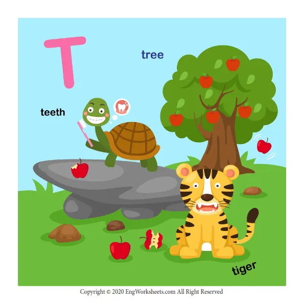 Letter T Uppercase Tracing Practice Worksheet
