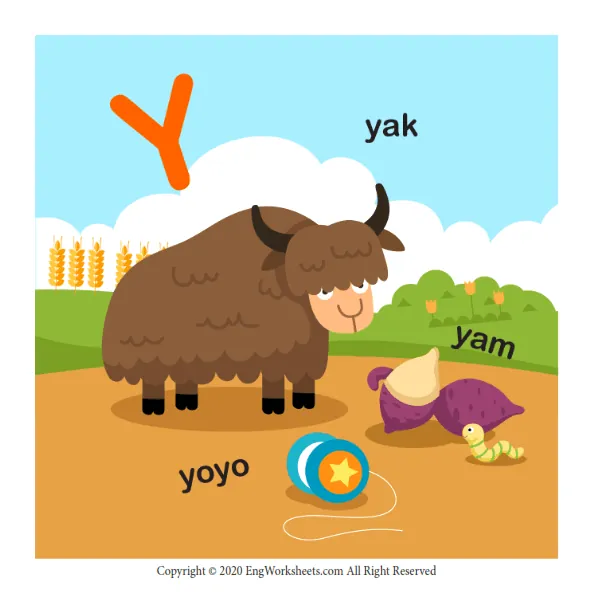 Letter Y Uppercase Tracing Practice Worksheet
