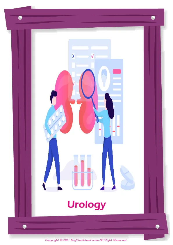 Medical Professions English vocabulary worksheet with full-page words