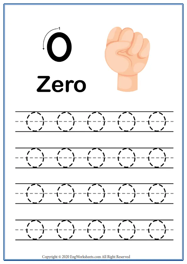 Number 0 Exercise With Cartoon