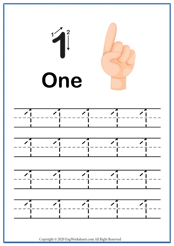 Number 1 Exercise With Cartoon