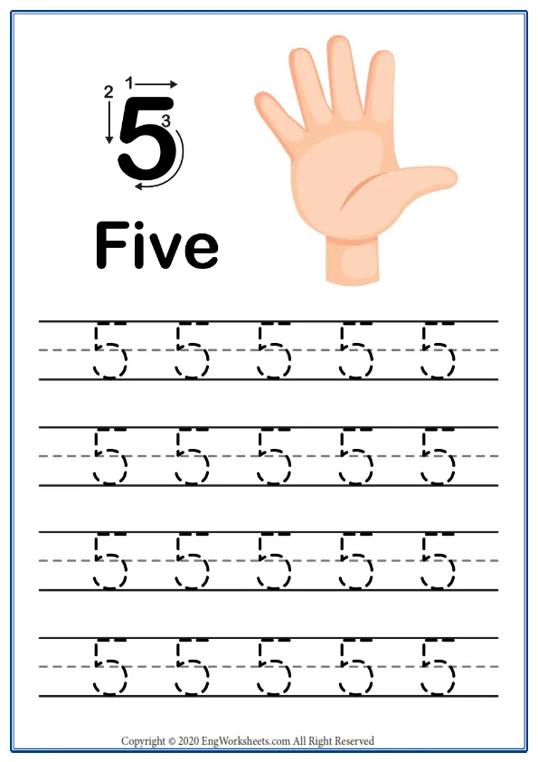 Number 5 Exercise With Cartoon