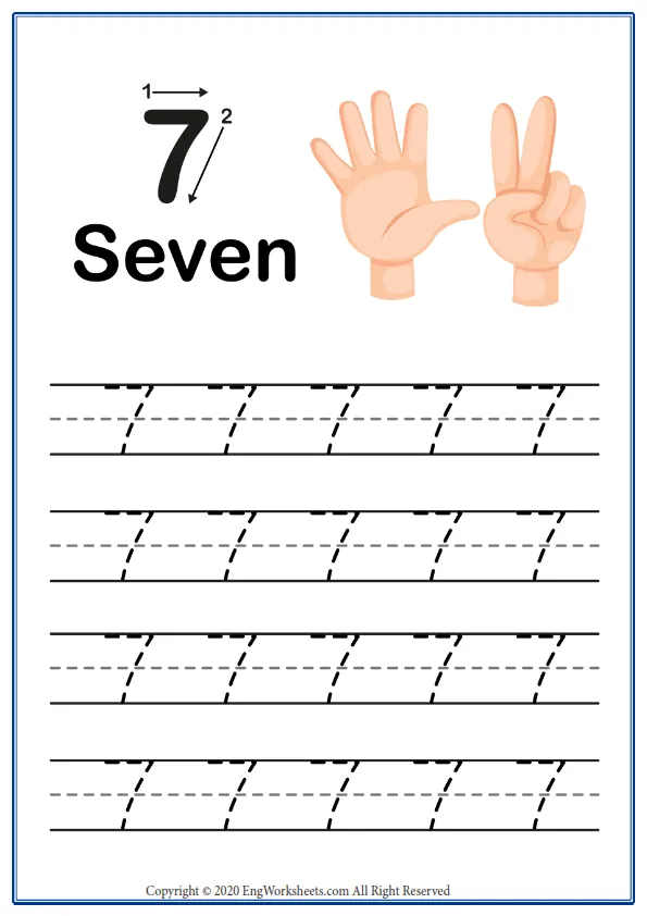 Number 7 Exercise With Cartoon