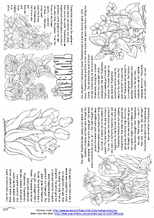 Thumbelina Story Mini Book Worksheet Preview