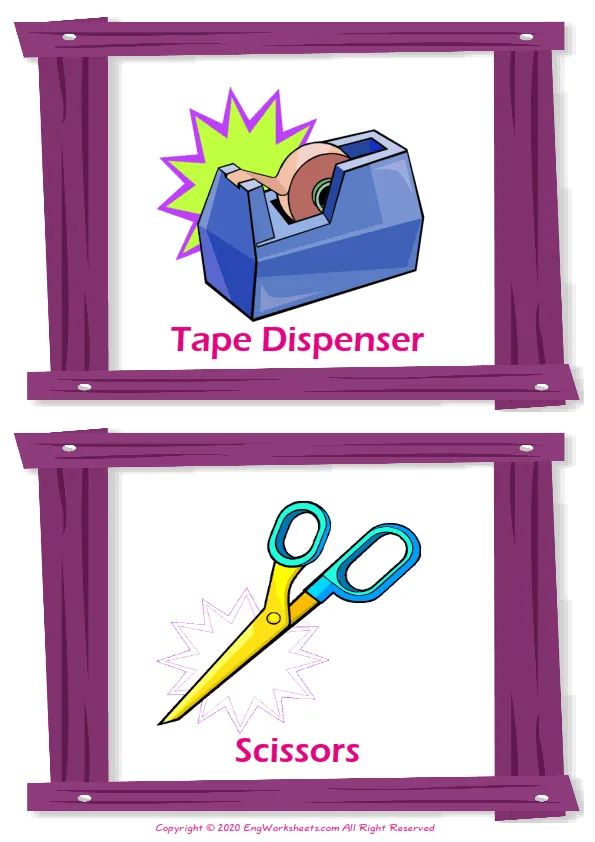 Office vocabulary worksheet with words, two images per page Worksheet Preview