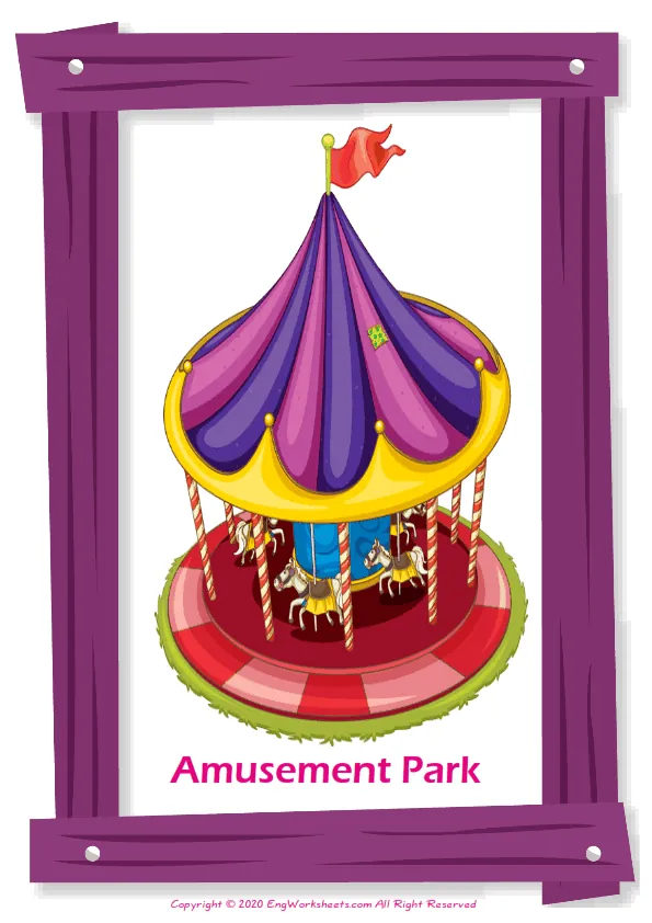 Places In A City English vocabulary worksheet with full-page words