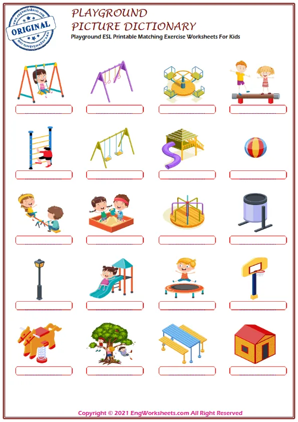 Playground ESL Printable Matching Exercise Worksheets For Kids Worksheet Preview