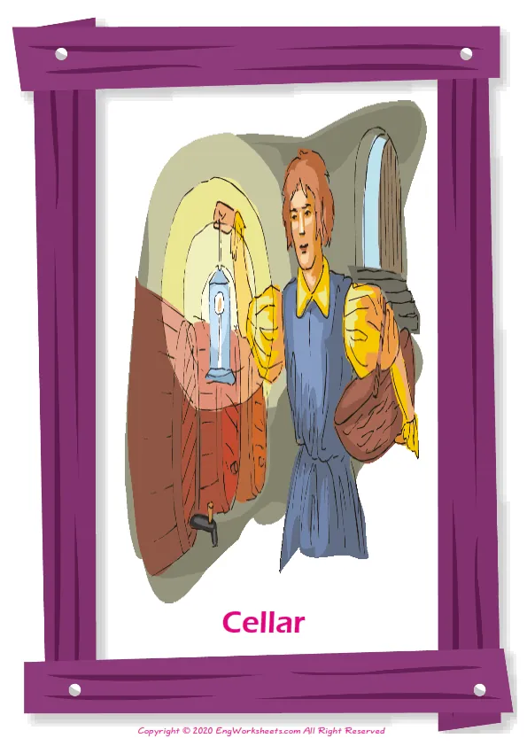 Rooms In The House English vocabulary worksheet with full-page words Worksheet Preview