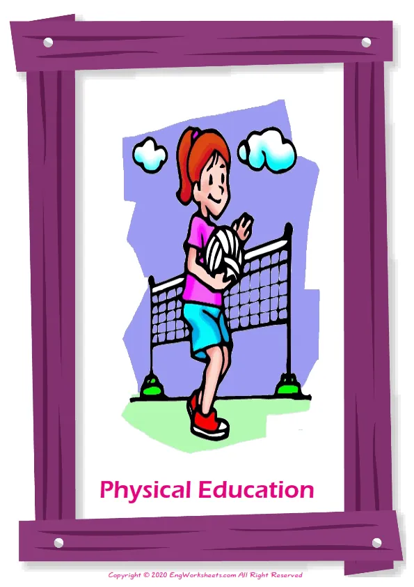 School Subjects English vocabulary worksheet with full-page words Worksheet Preview