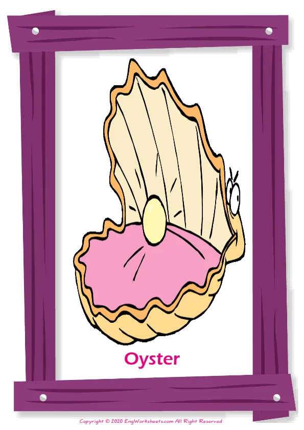 Sea Animals English vocabulary worksheet with full-page words