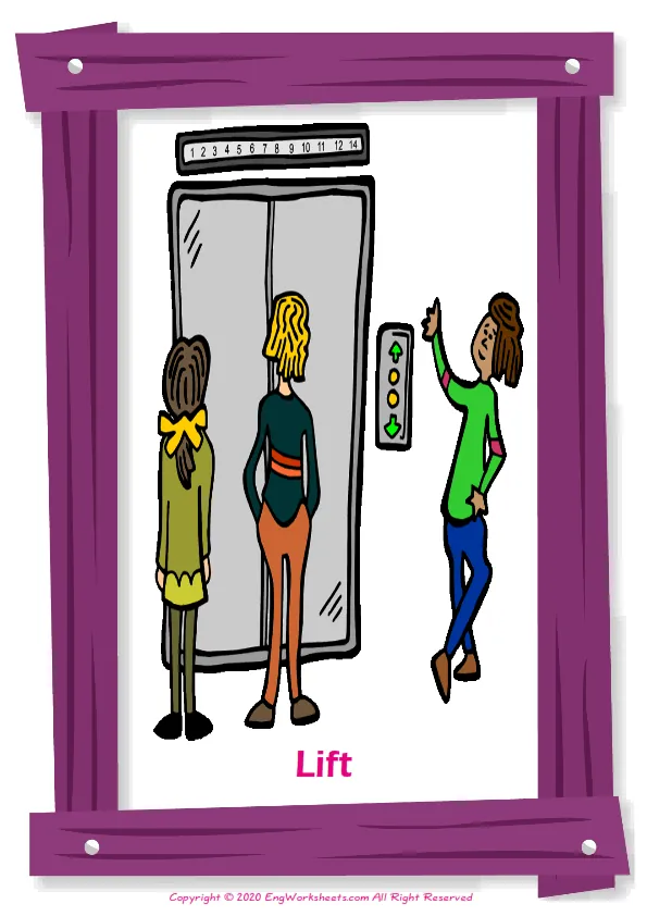 Shopping English vocabulary worksheet with full-page words