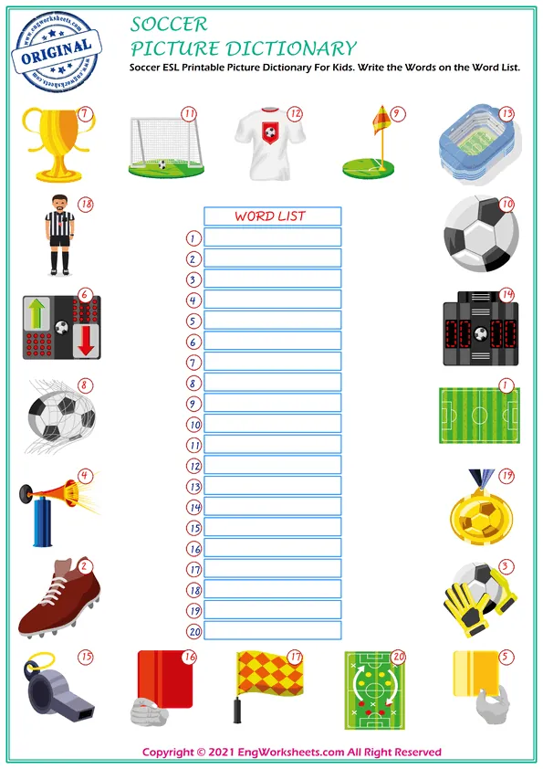 Soccer ESL Printable Multiple Choice Test. Worksheet Preview