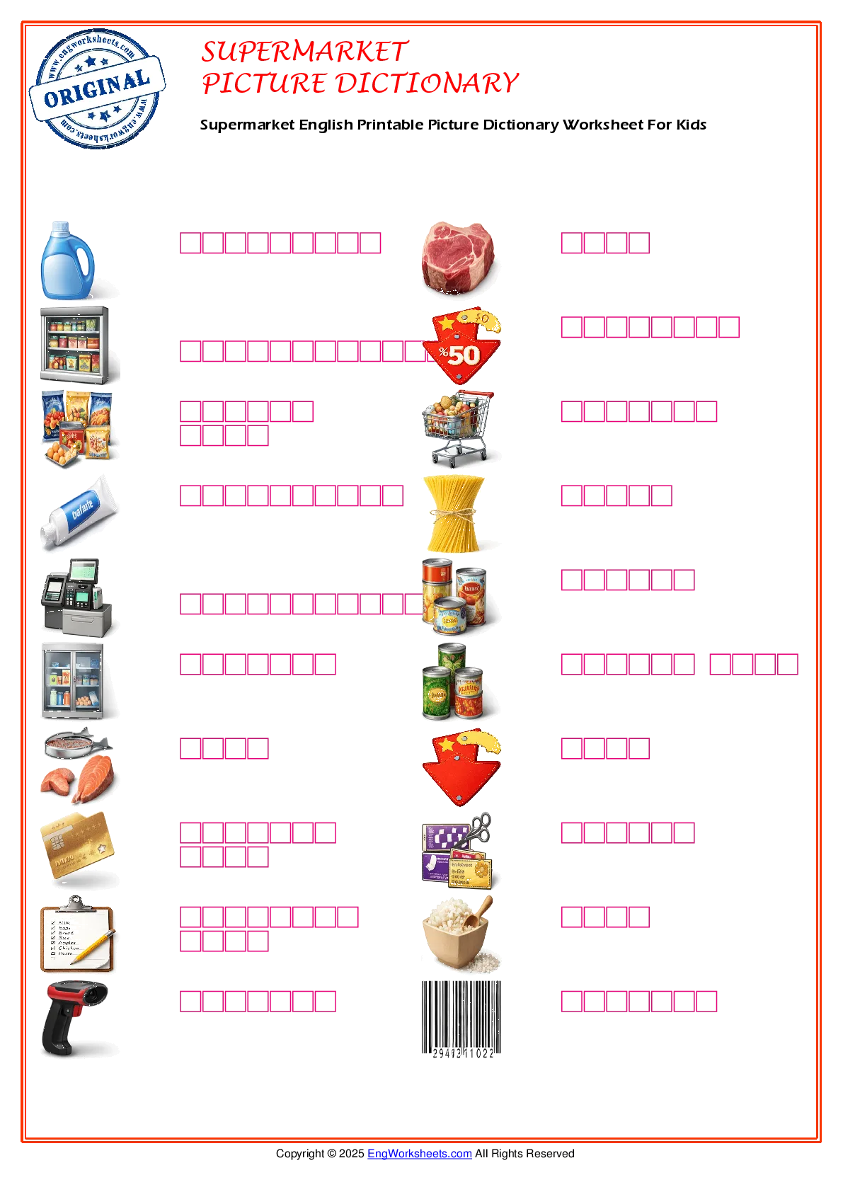 Supermarket English Printable Picture Dictionary Worksheet For Kids Worksheet Preview