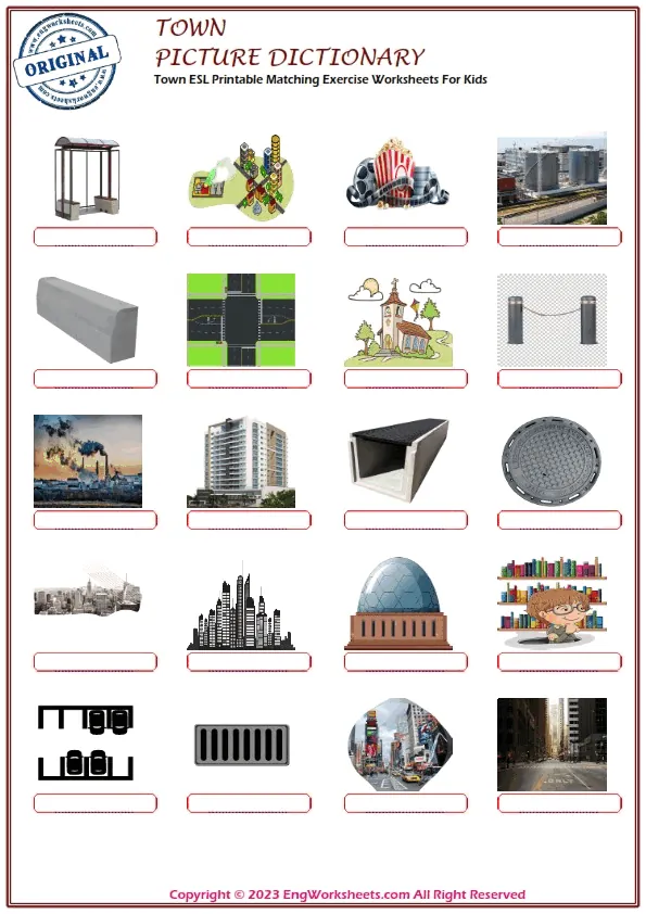 Town ESL Printable Matching Exercise Worksheets For Kids