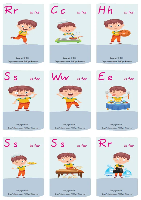 Action Verbs English vocabulary worksheet with full-page words