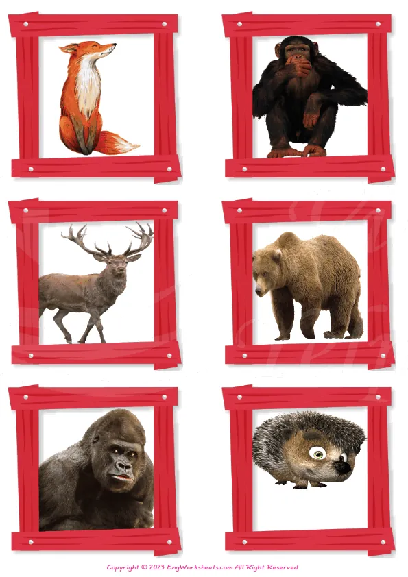 Wordless Animals vocabulary worksheet with six images per page Worksheet Preview