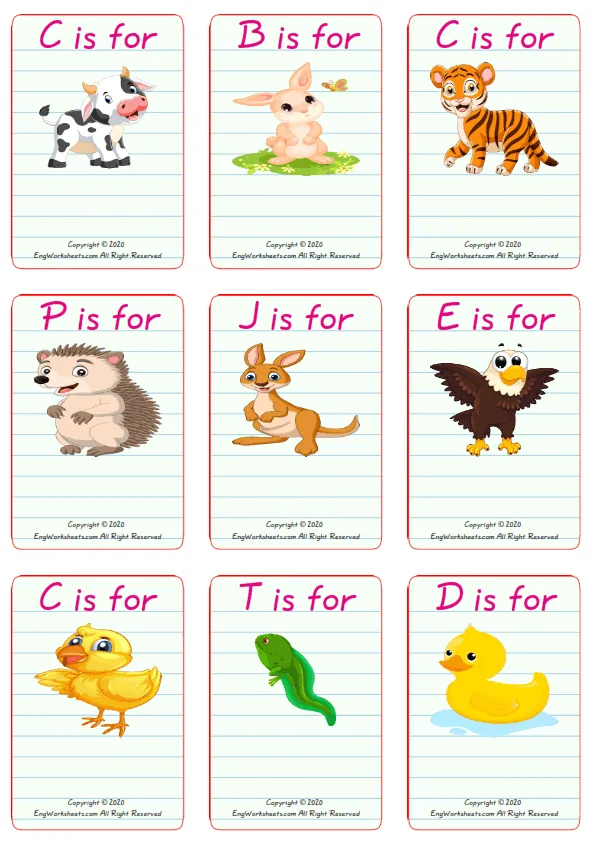 Wordless Baby Animals vocabulary worksheet with nine images per page