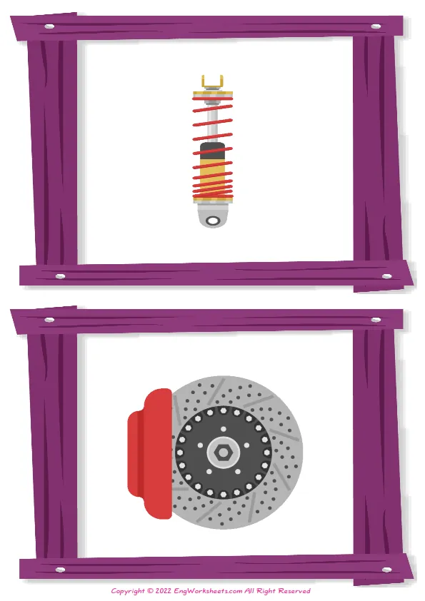 Car Service English crossword puzzle worksheet, write the appropriate words to the pictures given in the puzzle.