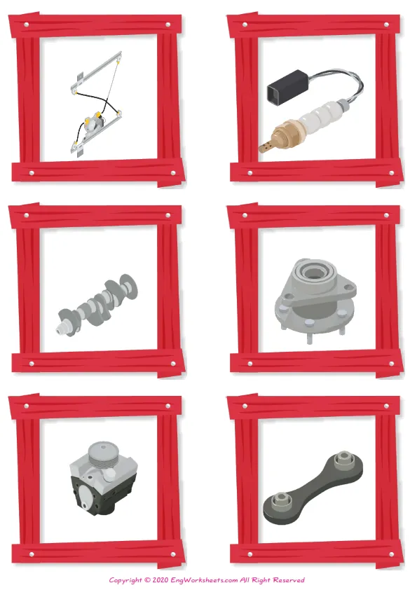 Wordless Cars vocabulary worksheet with six images per page Worksheet Preview