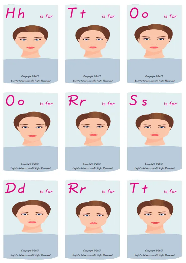 Face Shapes ESL Writing Practice Worksheet for Missing Words.