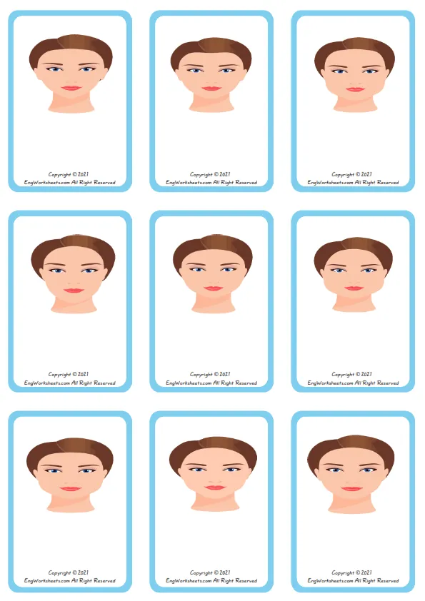 Face Shapes ESL Printable Matching Exercise Worksheets For Kids