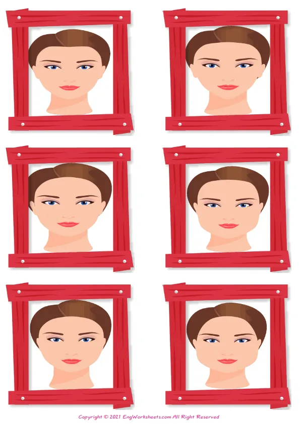 Face Shapes ESL Printable Unscramble the Words Worksheet.